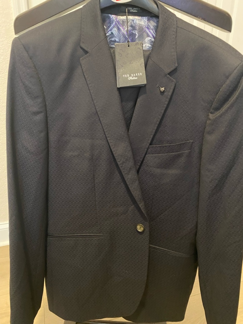 Ted Baker Men's navy Textured Single-Button suit